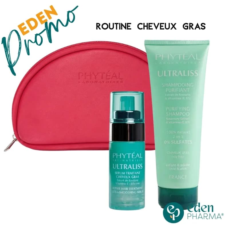PHYTEAL PACK ULTRALISS SHAMPOOING ET SERUM CHEVEUX GRAS + TROUSSE OFFERTE 