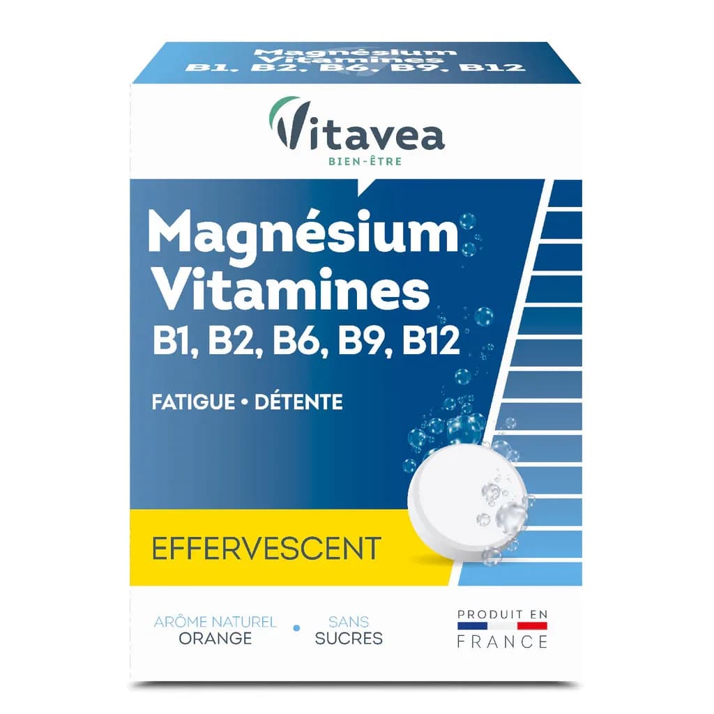 Vitavea Magnésium Vitamines B1 B2 B6 B9 B12, 24 Comprimés Effervescents