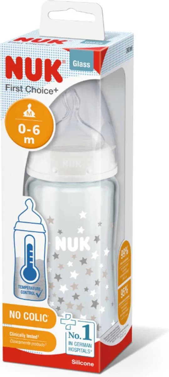 Nuk Biberon en Verre First Choice 0-6 Mois 240 ml