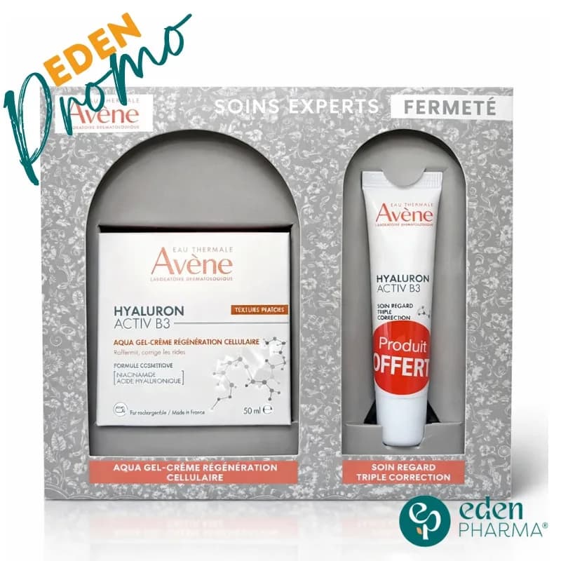 Avene Coffret Hyaluron Activ B3 Aqua Gel-Crème Régénération Cellulaire + Soin Regard Triple Correction 15 ml (Offert)