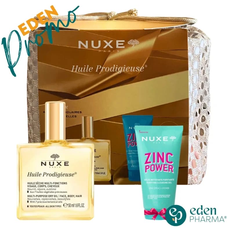 NUXE TROUSSE HUILE PRODIGIEUSE 50ML+ ZINC POWER GELEE NETTOYANTE PURIFIANTE 30ML(OFFERT)