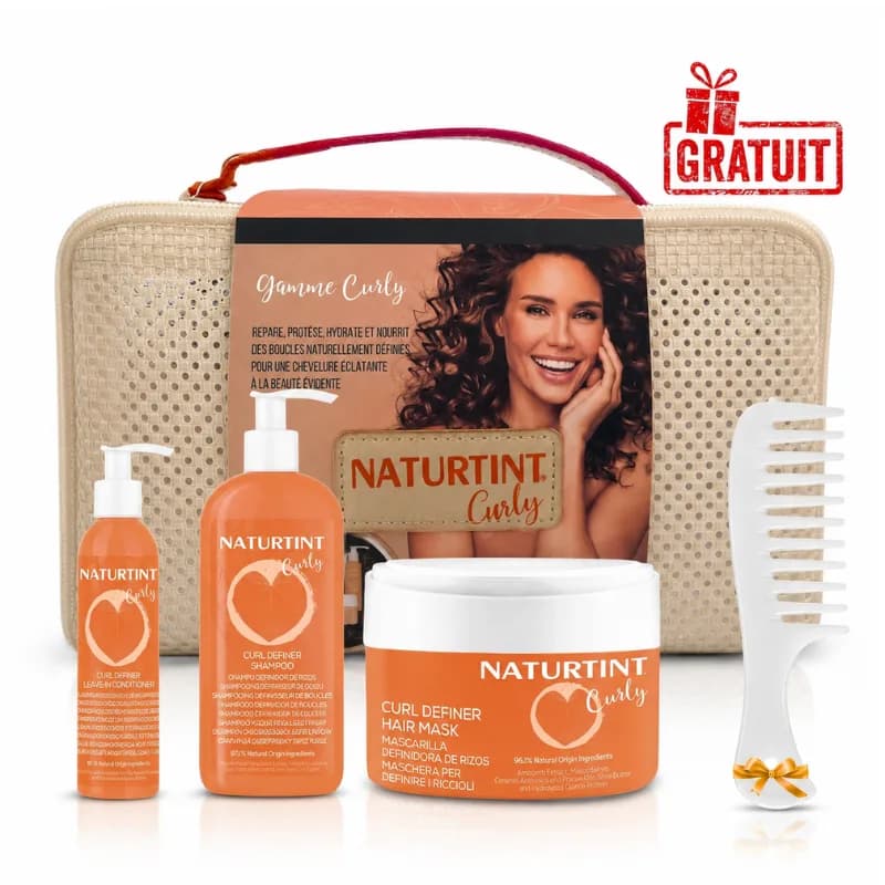 NATURTINT TROUSSE CURLY LEAVE-IN SANS RINÇAGE 200ML + SHAMPOOING BOUCLE 330ML + MASQUE CURLY 300ML + PEIGNE TRANSLUCIDE (OFFERT)