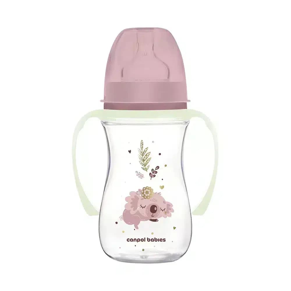 Canpol Biberon Col Large Polypropylène Sleepy Koala Rose 240 ml
