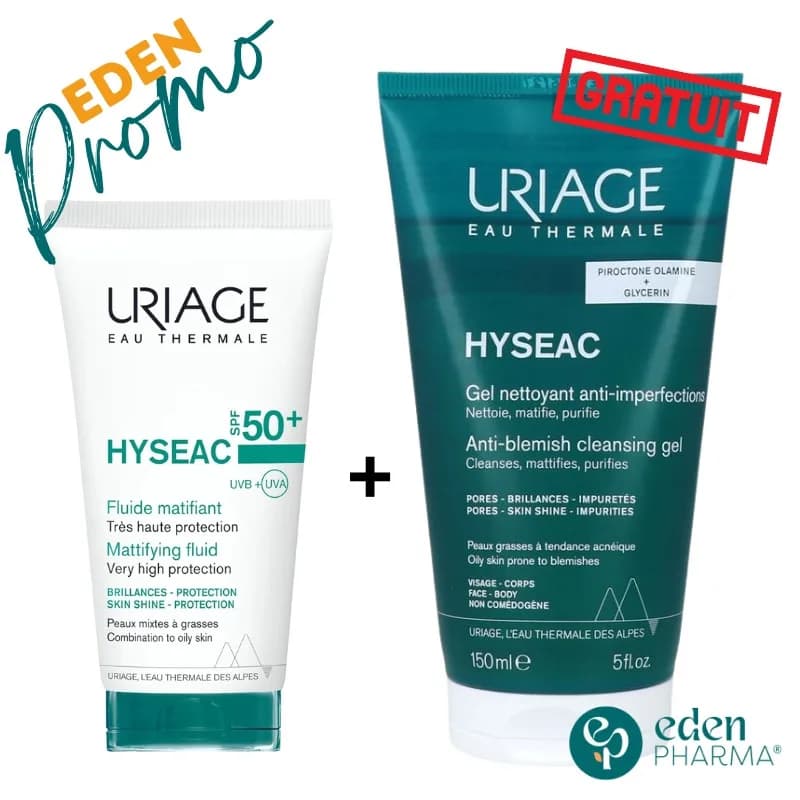 Uriage Pack Hyseac Ecran SPF50+ Fluide + Gel Nettoyant Hyseac 150 ml Gratuit