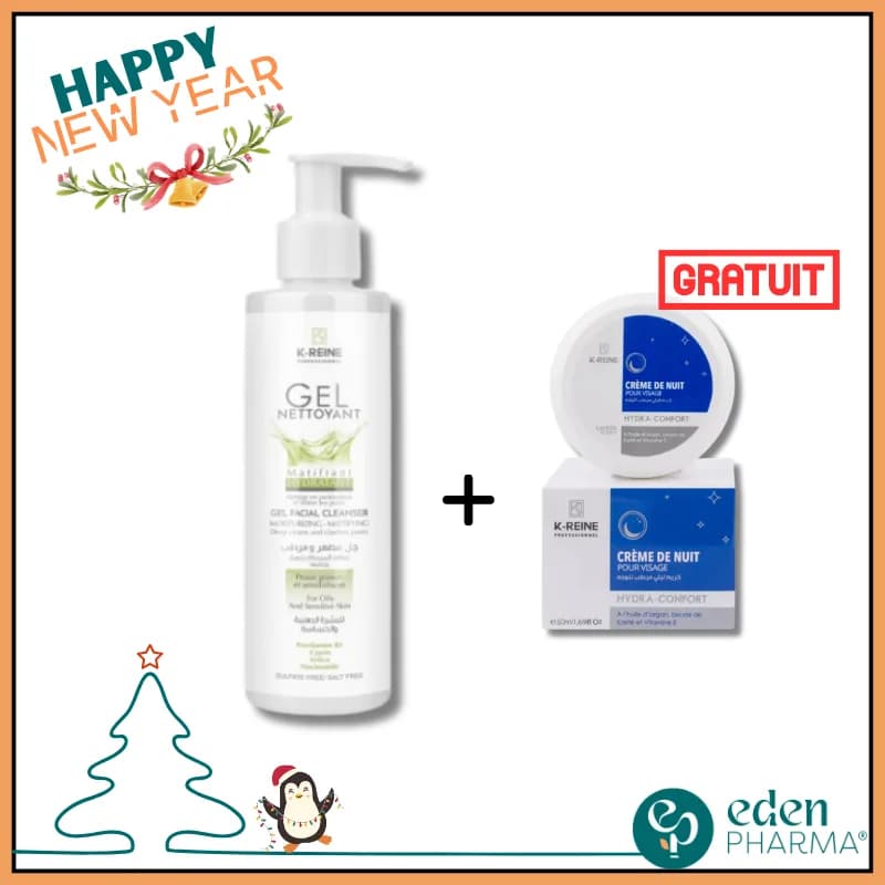 Vente Flash K-Reine Gel Nettoyant Matifiant + Creme de Nuit Gratuite
