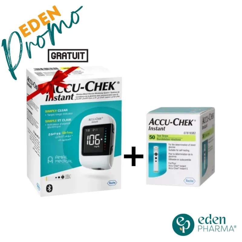 Accu-Chek Instant Glucometer + 60 Bandelettes