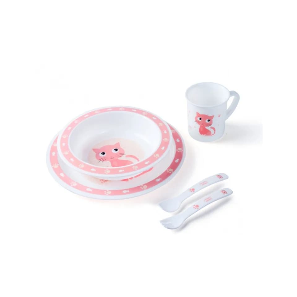 Canpol Babies Set Repas 5p Rose Happy Animals Chat 4/401