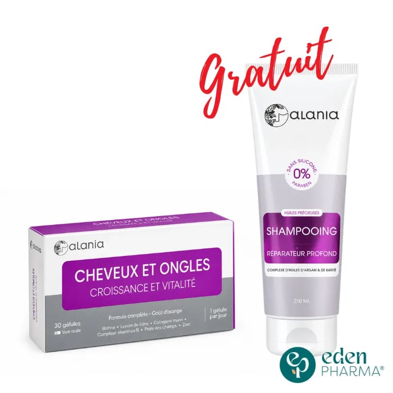 ALANIA CROISSANCE ET VITALITE CHEVEUX + SHAMPOOING REPARATEUR 250 ML GRATUIT 