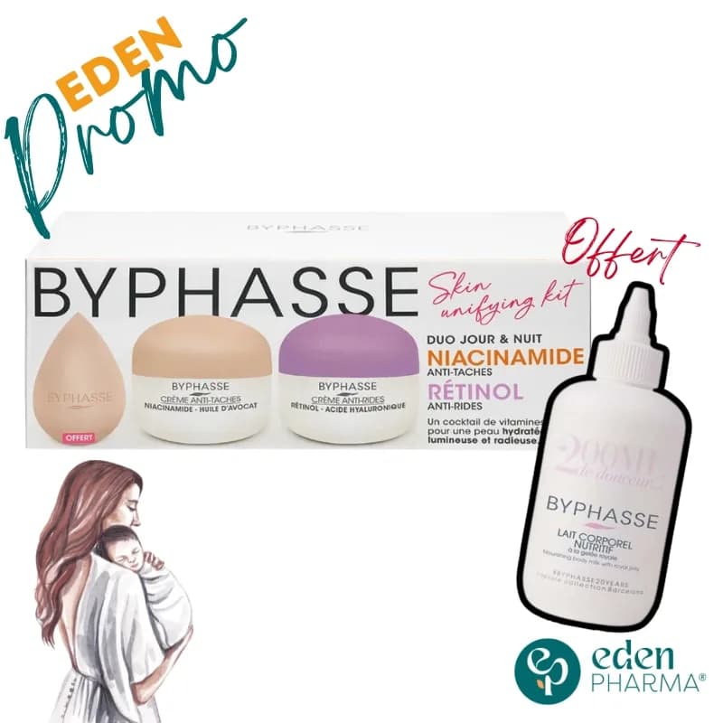 Byphasse Kit Skin Glow Cremes Niacinamide 50 ml et Retinol 50ml+beauty Blender (Offert)