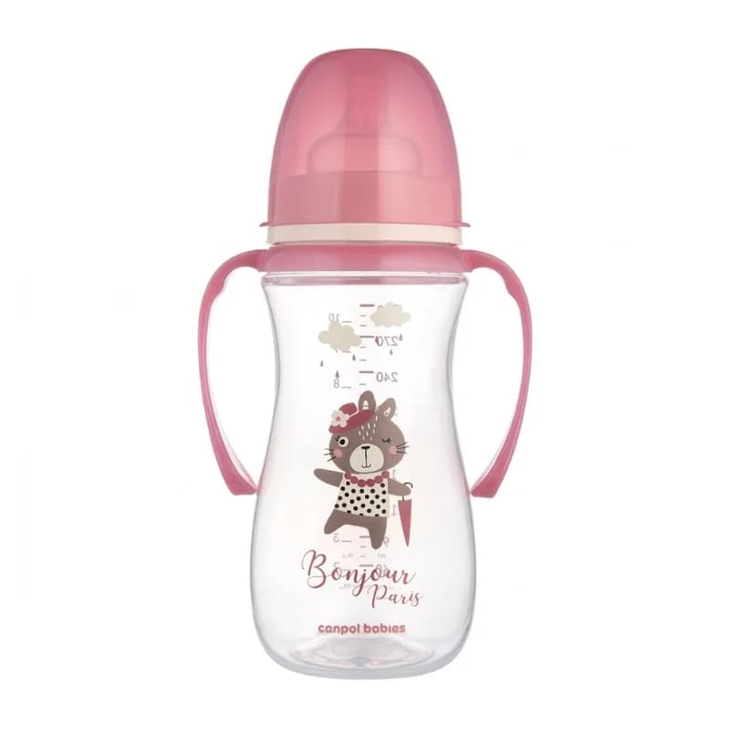 CANPOL BABIES BIBERON À ANSES ANTICOLIQUE COL LARGE BONJOUR PARIS 300ML 35/241