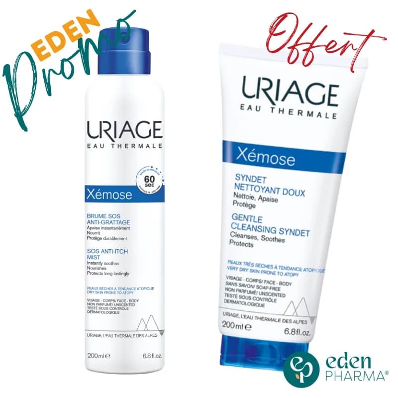 Uriage Duo Xemose Brume SOS Anti-Grattage 200 ml + Syndet Gel Nettoyant 200 ml Offert