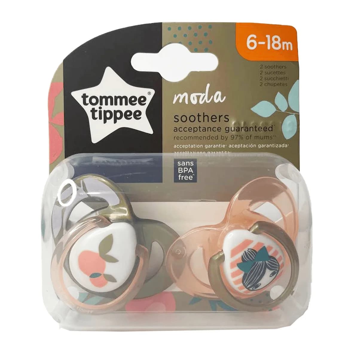Tommee Tippee 2 Sucettes Moda Filles 6-18m