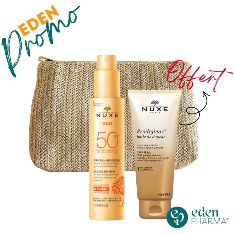 Nuxe Trousse Sun Spray Fondant Visage et Corps 150 ml + Huile de Douche 200 ml Gratuit