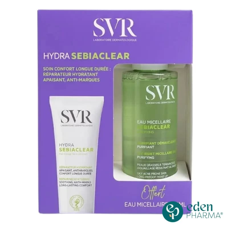 SVR COFFRET SEBIACLEAR HYDRA SOIN APAISANT ANTI MARQUES 40ML + EAU MICELLAIRE 100ML OFFERT 