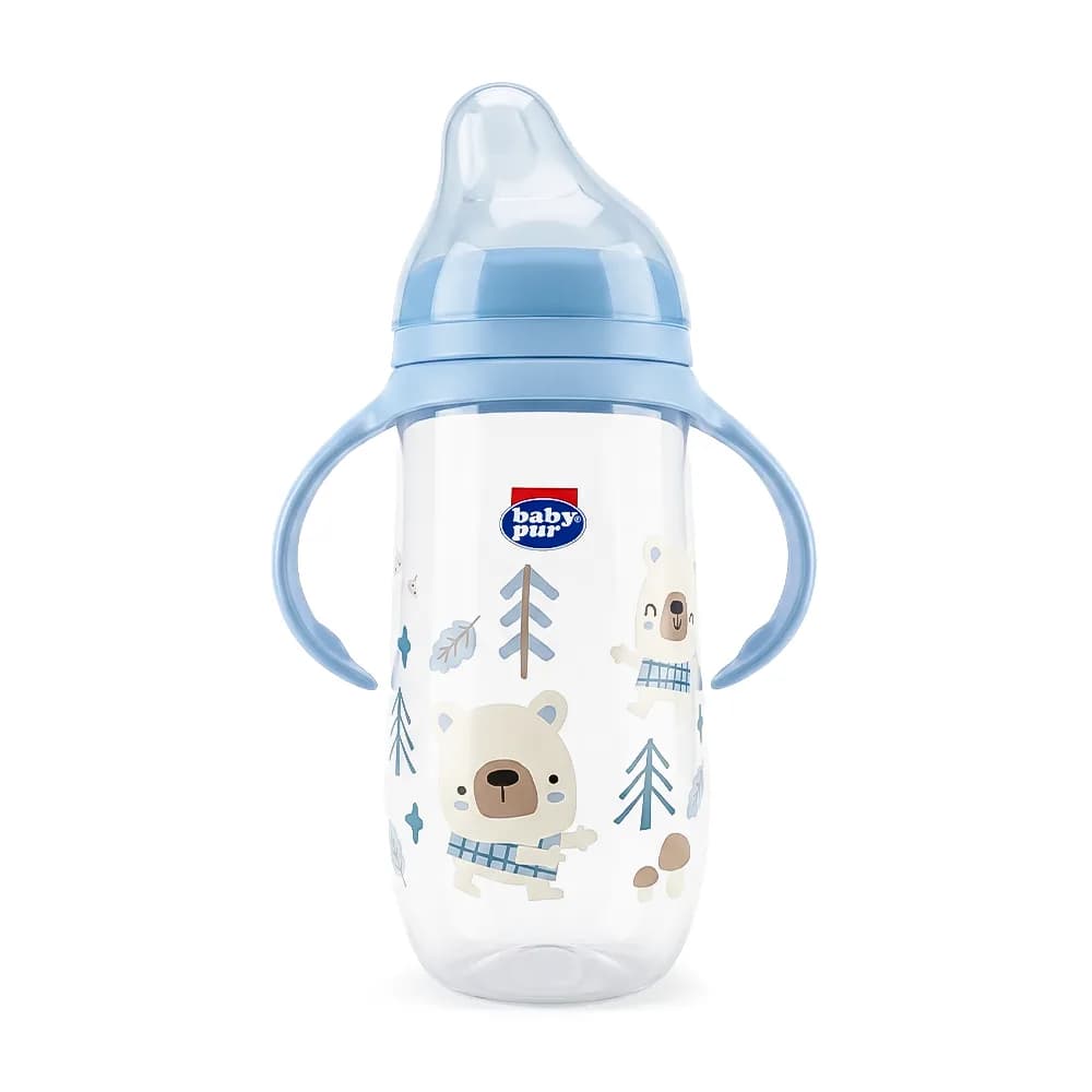 Baby Pur Biberon Angulaire Large en Plastique Avec Anse 420 ml Ref 72501