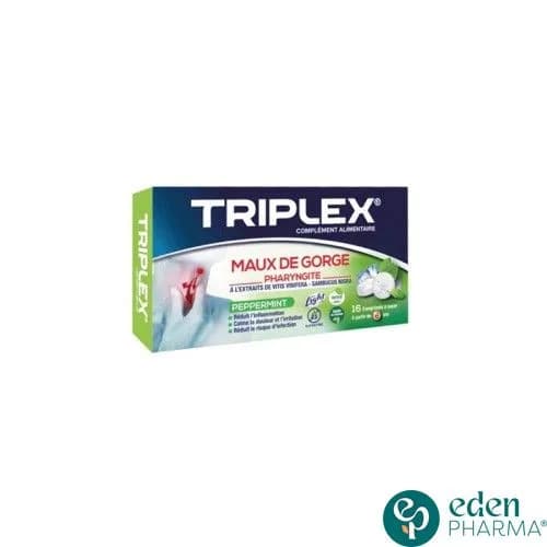 Triplex Maux de Gorge Pharyngite Peppermint,16comprimes