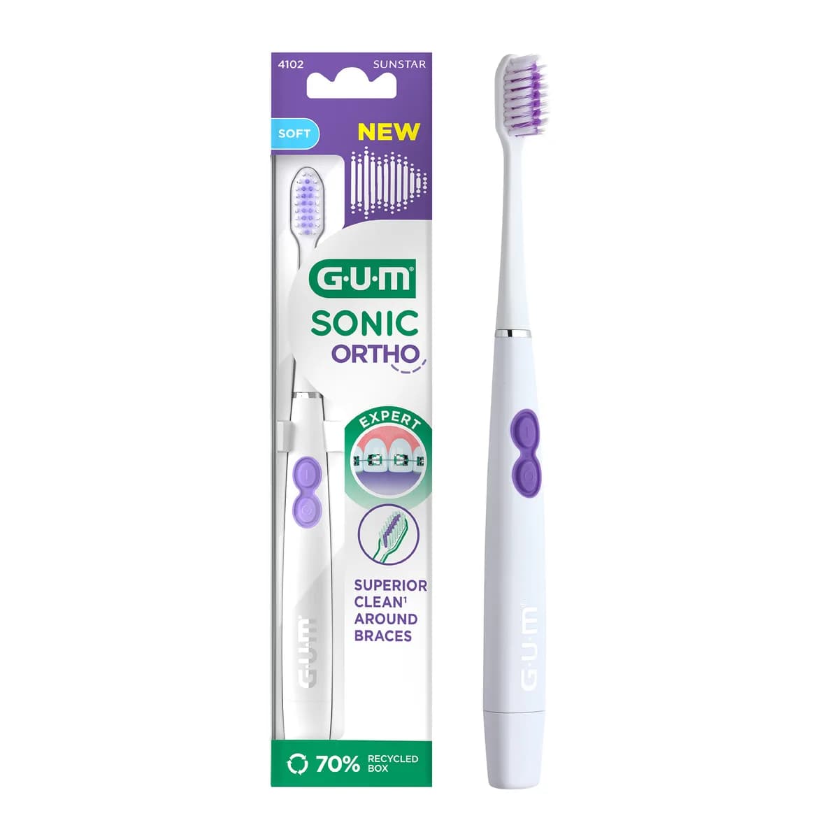 Gum Sonic Ortho Brosse à Dents Électrique 4102