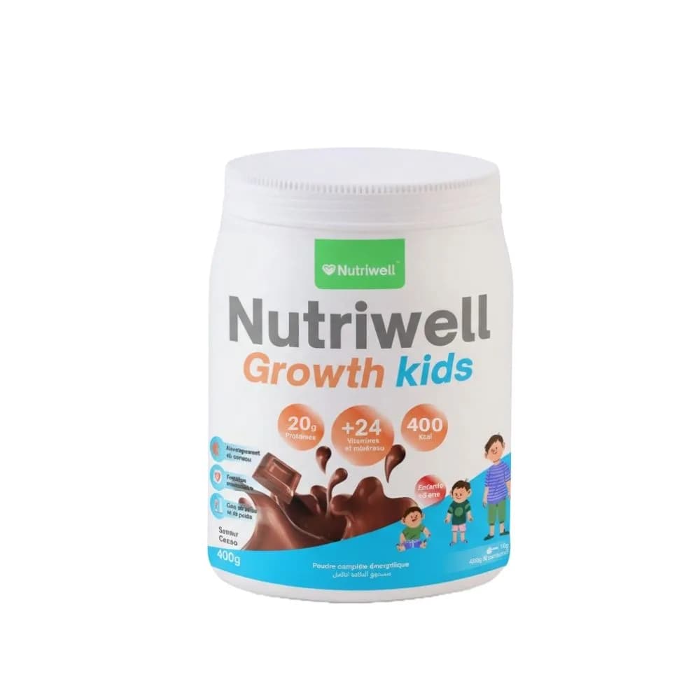NUTRIWELL GROWTH KIDS POUDRE ENERGETIQUE CHOCOLAT 400MG