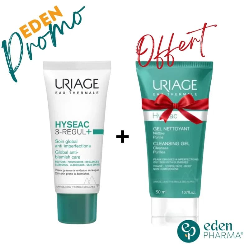 Uriage Hyseac 3 Regul+ Soin Global 40ml+hyseac Gel Nettoyant 50 ml (Offert)