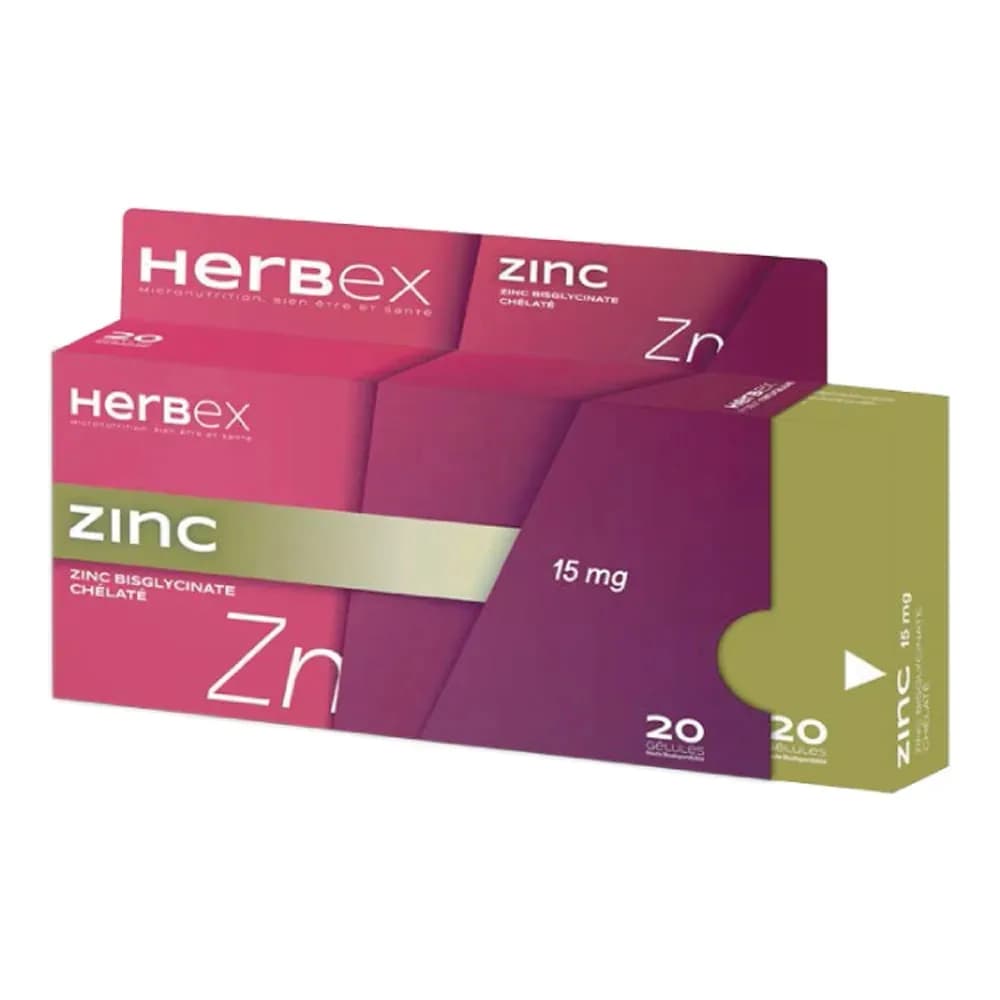 Herbex Zinc 15 mg 20 Gélules