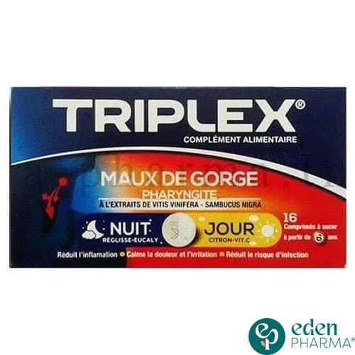 Triplex Jour Nuit Maux de Gorge 16 Comprimes