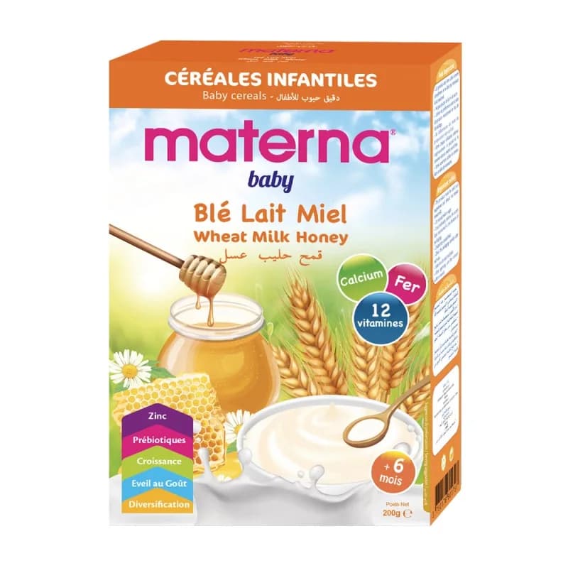 Materna Céréales Blé Lait Miel 200 gr