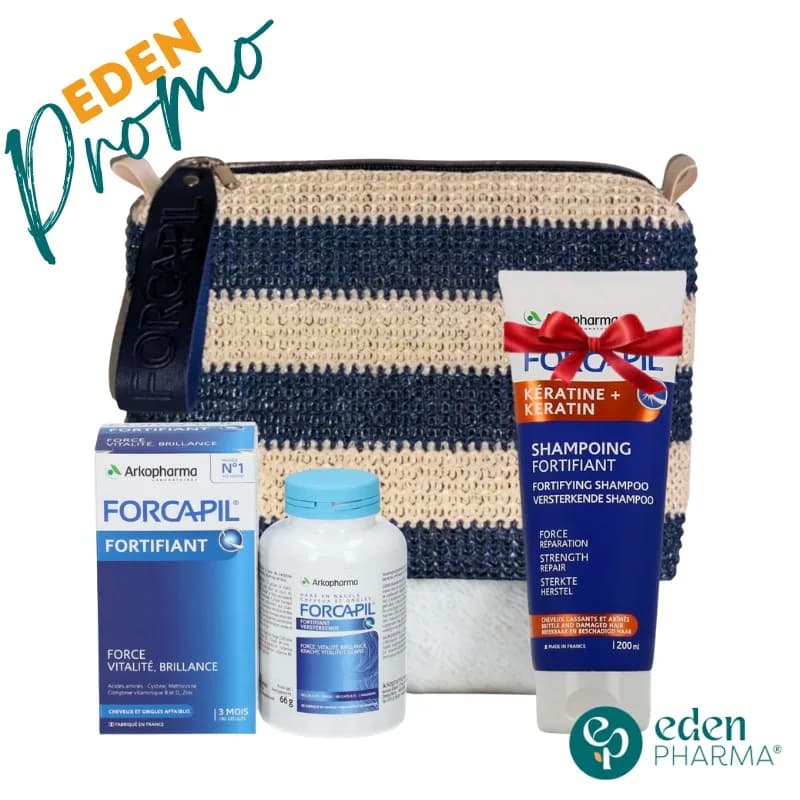 Forcapil Trousse Cheveux et Ongles 180 Gelules + Shampooing Fortifiant 200ml(offert)