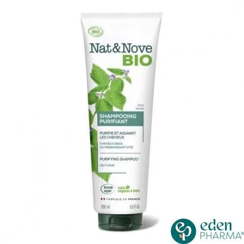 Nat Nove Bio Shampooing Purifiant a L'Extrait D'Ortie pour Cheveux Gras 250 ml