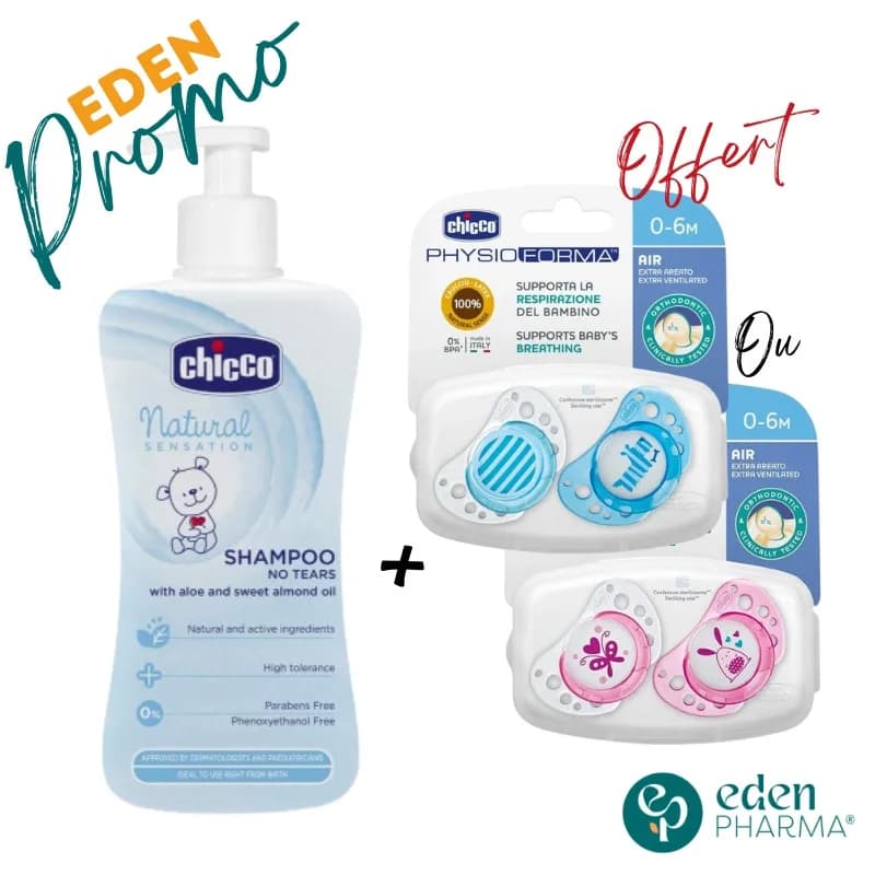 Chicco Shampoing sans Larmes 0 m+ 300 ml + 2 Sucette 0-6m Gratuit