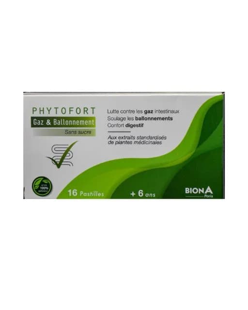 BIONA PHYTOFORT GAZ BALLONNEMENT SANS SUCRE 16 PASTILLES