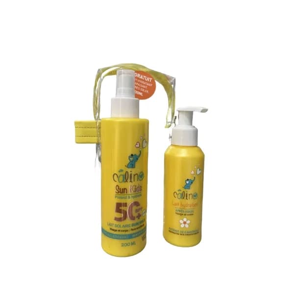 Calino Trousse [Sun Kids Lait Solaire SPF50+ Spary 200ml+lait Hydratant Apres Soleil 120 ml