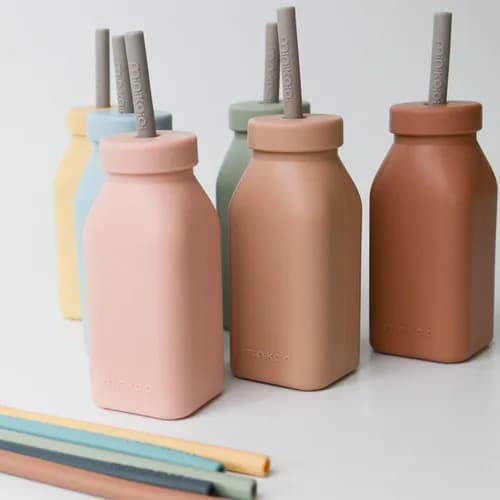 Minikoioi Bouteille et Paille en Silicone 6 m+ 200 ml
