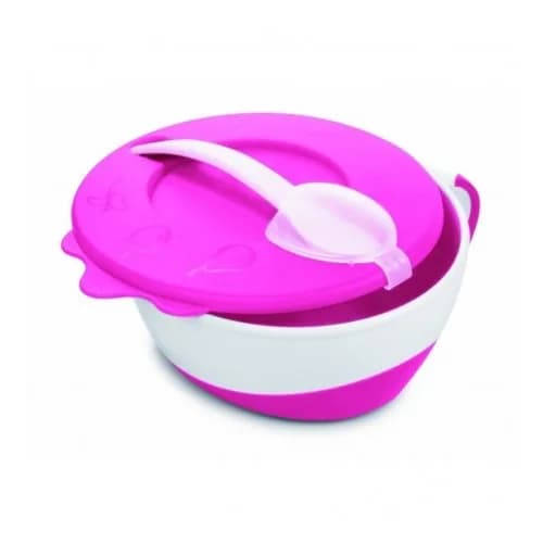 Canpol Babies Bol 350 ml Avec Coucie et Cuiller Avec Couvercle Rose 31/406