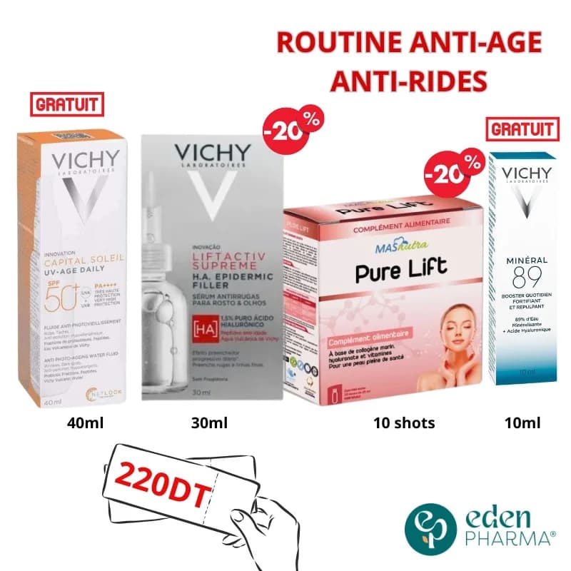 Routine Anti Ride Pure Lift + Vichy Serum Ha Filler + 2 Cadeaux Ecran UV Daily et Serum Mineral 89