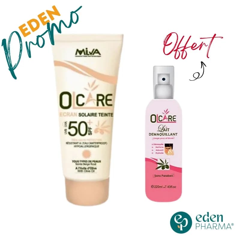 Olcare Ecran Solaire Teinté Beige Rosée SPF50+ + Lait Demaquillant Gratuit