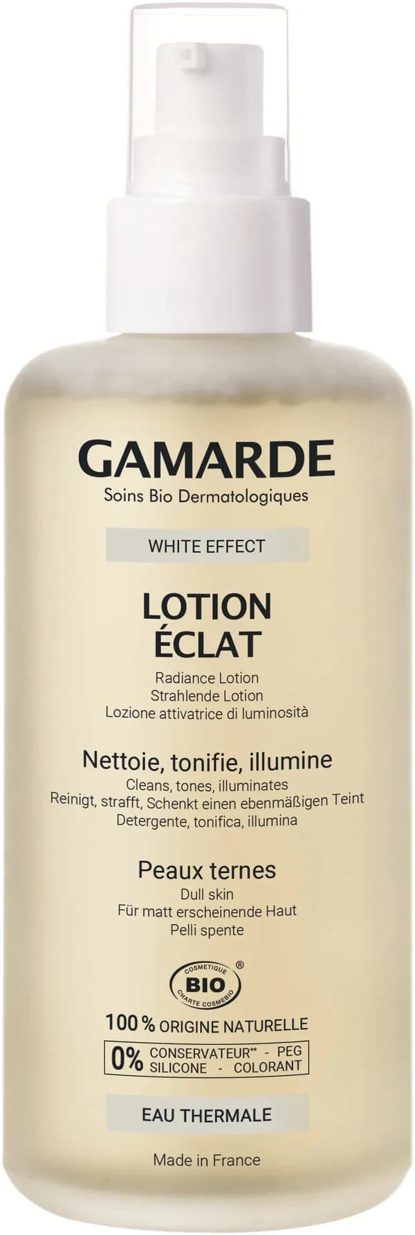 GAMARDE WHITE EFFECT - LOTION ECLAT BIO PEAUX TERNES