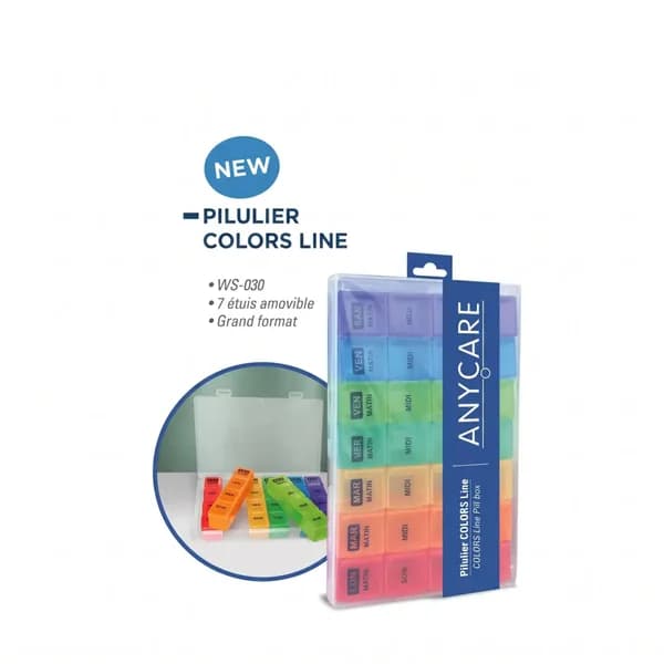 ANYCARE PILULIER HEBDOMADAIRE COLORS line 4 CASES * 7 JOURS WS-030