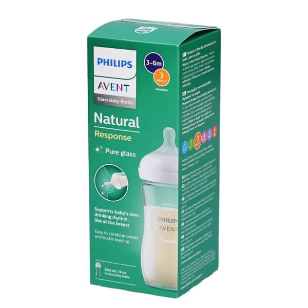 AVENT BIBERON NATURAL RESPONSE EN VERRE 240ML 3-6M SCY933/01