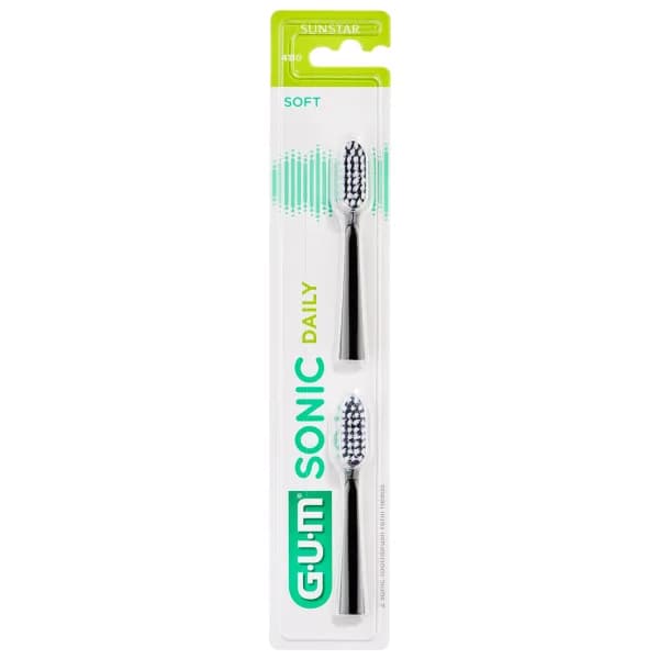 GUM SONIC DAILY RECHARGES BROSSE À DENTS NOIRE SOUPLE, 2 UNITÉS 4110