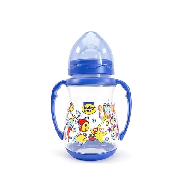 Baby Pur Biberon Col Large Pastel en Plastique Avec Anse 240 ml Ref Nwn-022