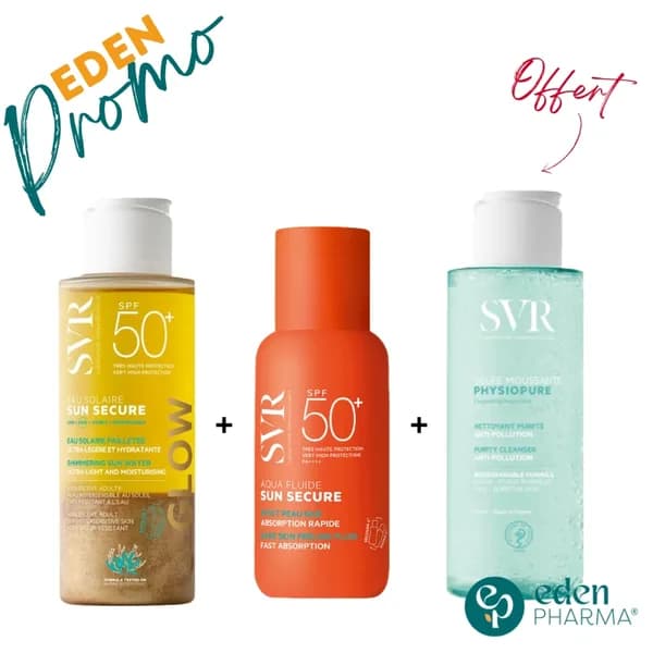 SVR TRIO NOUVEAUTE 2026 AQUA-FLUIDE + EAU SOLAIRE GLOW + GELEE MOUSSANTE 100ML GRATUIT 