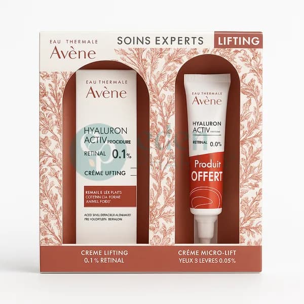 COFFRET AVENE HYALURON ACTIV RETINAL 0.1% 30ML + AVENE HYALURON ACTIV CREME MICRO LIFT YEUX ET LEVERE 15ML OFFERT