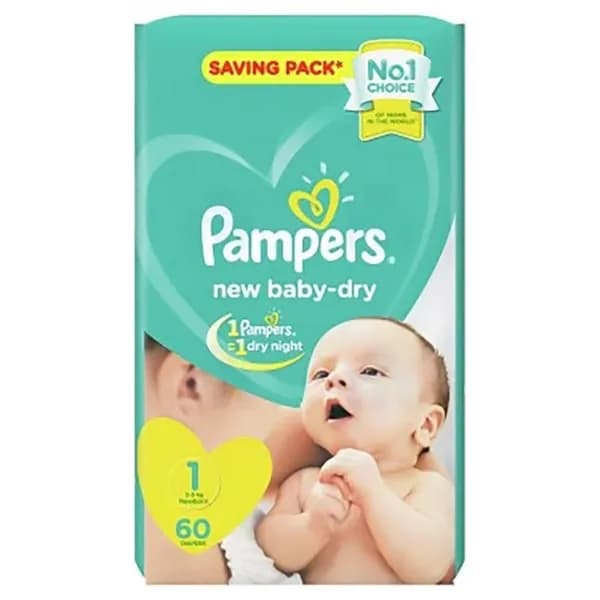 PAMPERS BABY-DRY (TAILLE 1) 2-5KG GRAND FORMAT B/60