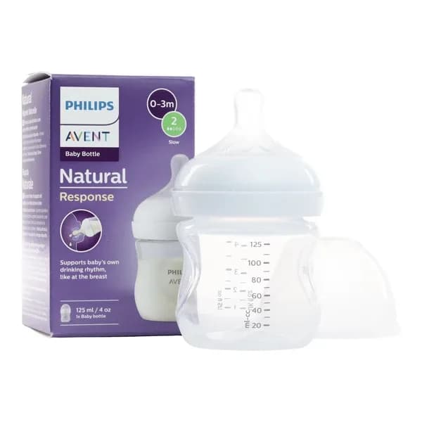AVENT BIBERON NATURAL RESPONSE EN PLASTIQUE 0-3MOIS+ DEBIT2 125 ML SCF900/01