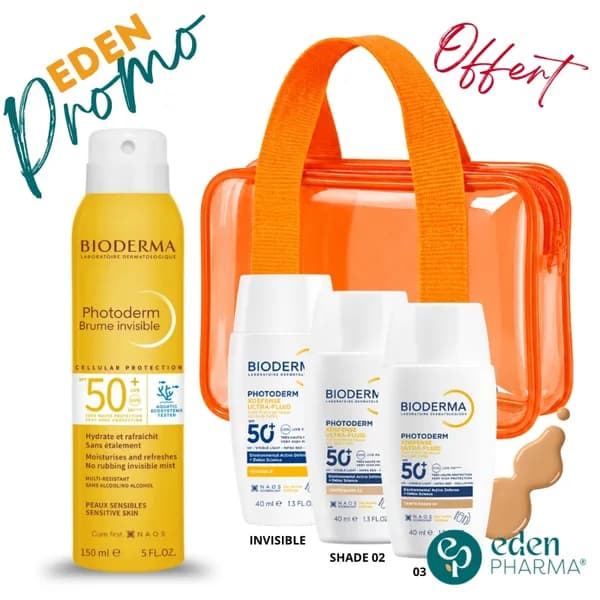 BIODERMA PACK SOLAIRE PHOTODERM BRUME SPF50 150ML + XDEFENSE ULTRA FLUID + SAC OFFERT