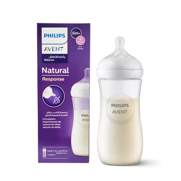 AVENT BIBERON NATURAL RESPONSE EN PLASTIQUE 6MOIS+ DEBIT RAPIDE 330ML SCF906/01