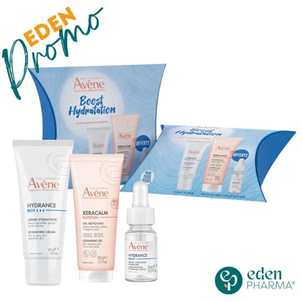 AVENE BOX HYDRANCE RICHE ( XERACALM GEL NETTOYANT + SERUM BOOST) OFFERTS