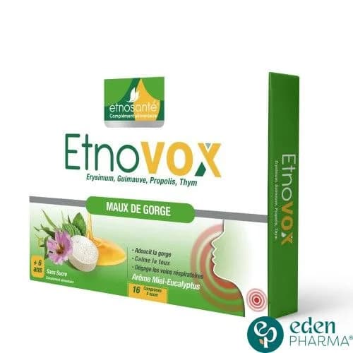 ETNOVOX MAUX DE GORGE MIEL EUCALYPTUS 16 COMPRIMES
