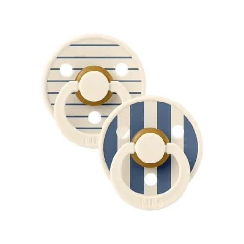 Bibs 02 Sucettes Natural Rubber Ivory Steel Blue Mix 1 Age 0 m+