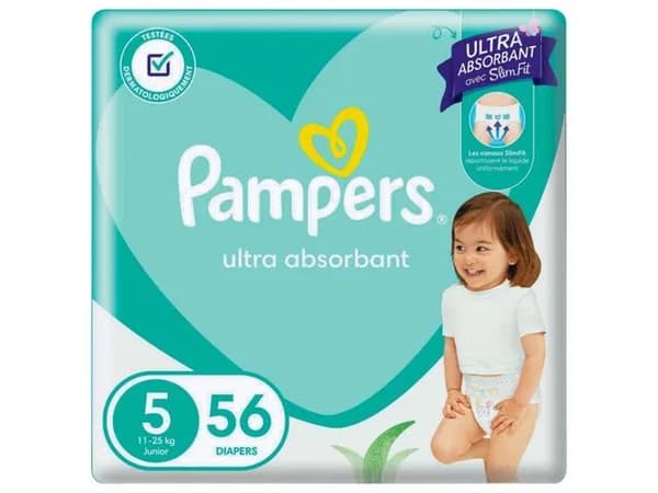 PAMPERS BABY-DRY COUCHE (TAILLE 5) 11-25KG JUMBO B/56